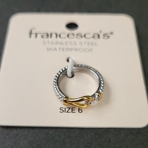 Francesca's Two-Tone Buckle Stainless Steel Ring - Silver & Gold